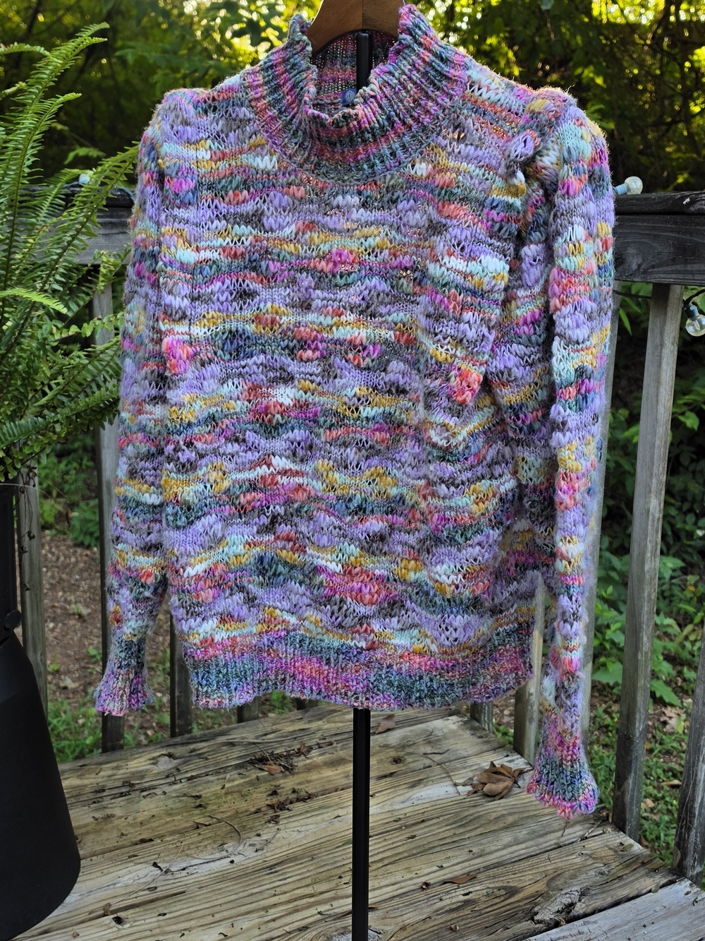 Democracy Multicolor Chunky Knit Turtleneck Sweater Size Medium Cozy Fall
